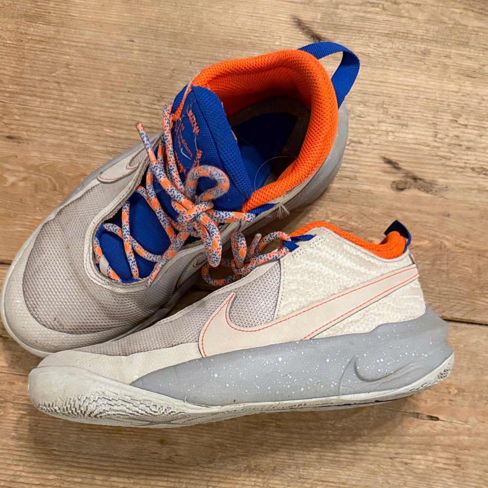 Nike Kids Sneakers - Gray and Blue with Orange Accents